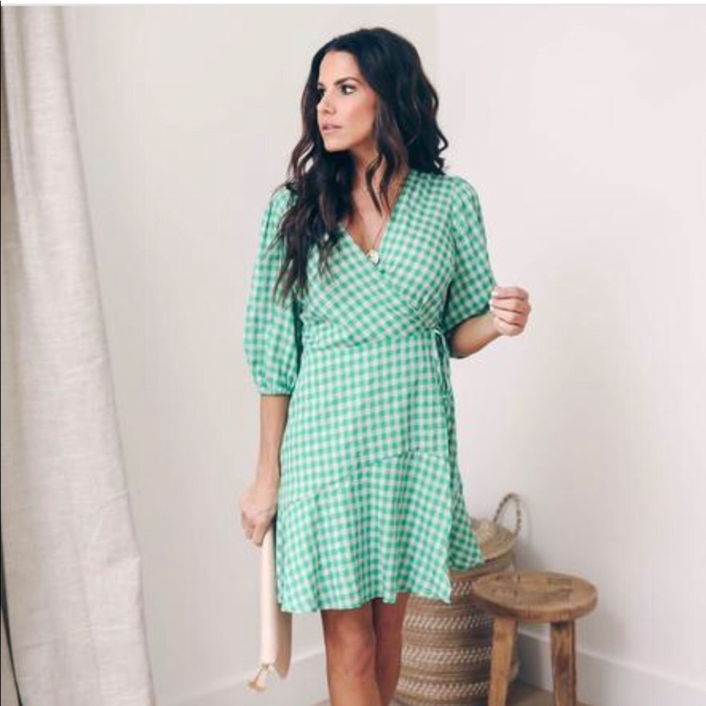 VICI green gingham wrap dress